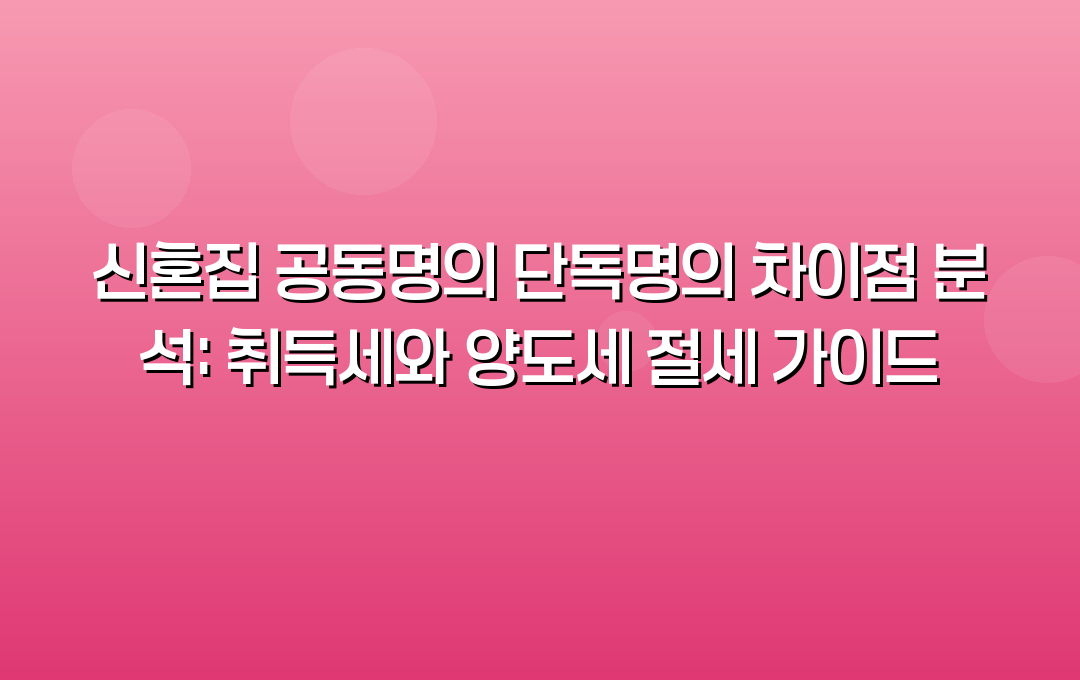 신혼집 공동명의 단독명의