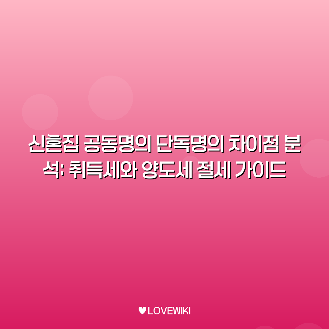 신혼집 공동명의 단독명의